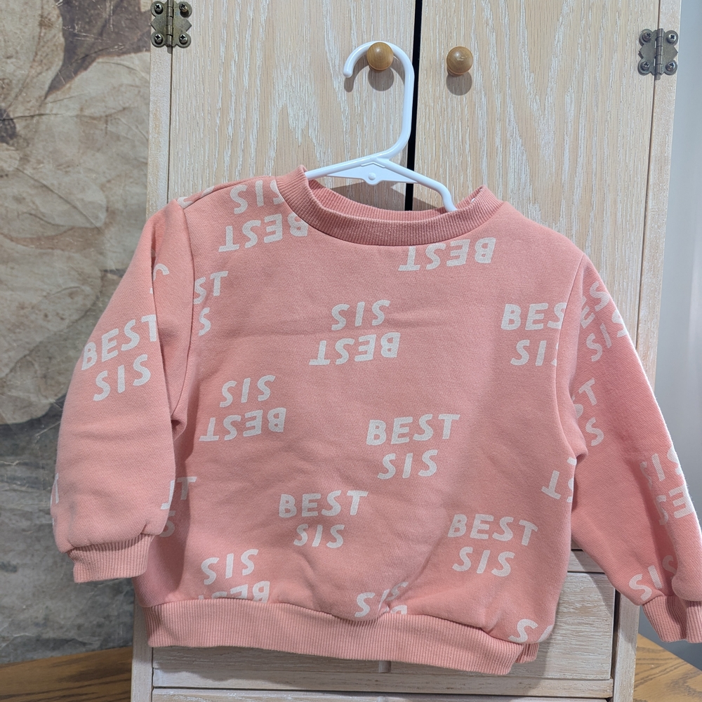 H&M 2T Best Sis Coral Pink Toddler Girl Sweatshirt